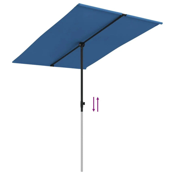 Outdoor Flat Top Parasol with Aluminium Pole in Azure Blue (2 x 1.5m) - Little and Giant Explorers vidaXL