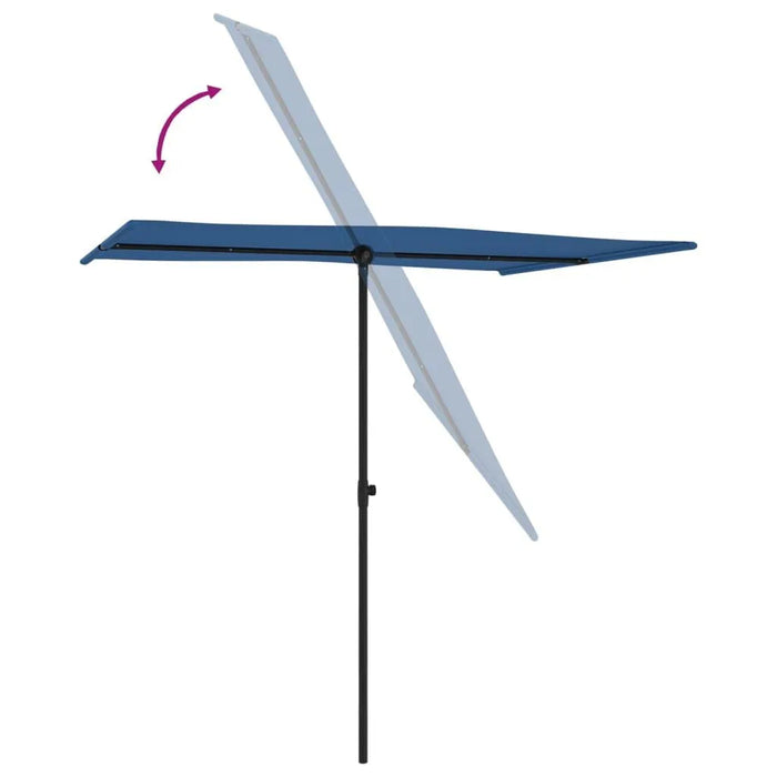 Outdoor Flat Top Parasol with Aluminium Pole in Azure Blue (2 x 1.5m) - Little and Giant Explorers vidaXL