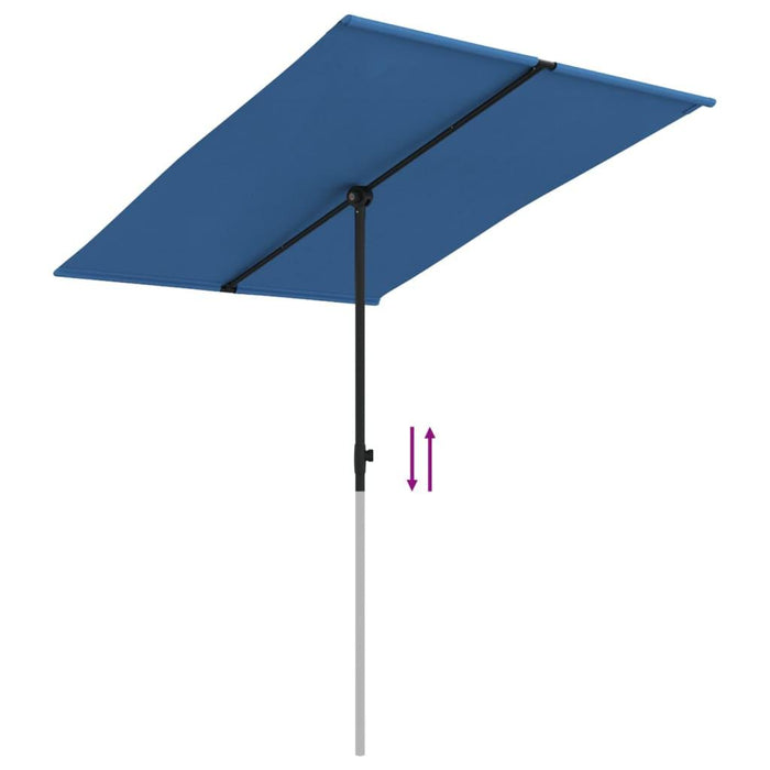 Outdoor Flat Top Parasol with Aluminium Pole in Azure Blue (2 x 1.5m) - Little and Giant Explorers vidaXL