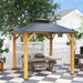 Outdoor Hardtop Gazebo Canopy with 2-Tier Roof and Solid Wood Frame (3 x 3m) - Little and Giant Explorers Outsunny