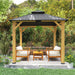 Outdoor Hardtop Gazebo Canopy with 2-Tier Roof and Solid Wood Frame (3 x 3m) - Little and Giant Explorers Outsunny
