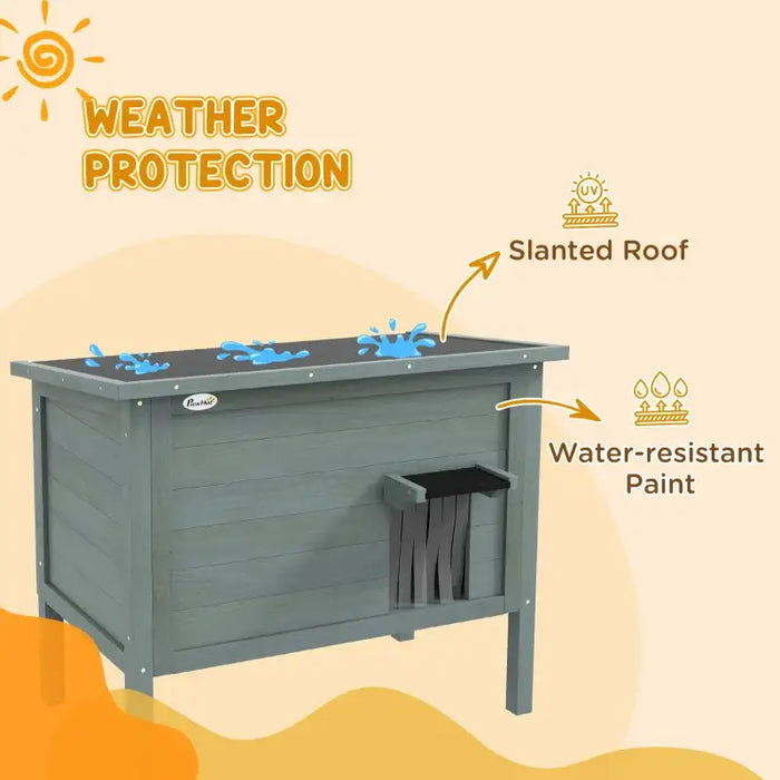 Outdoor Insulated Cat House - Grey | Wooden Shelter - Foam Insulation and Asphalt Roof PAWHUT - Little and Giant Explorers PawHut