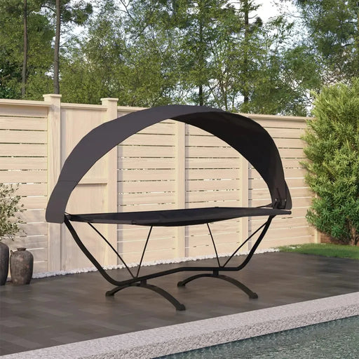 Outdoor Lounge Bed with Canopy in Black - Little and Giant Explorers vidaXL