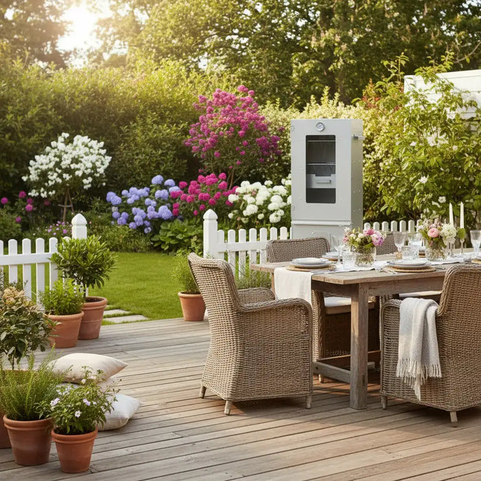 Outdoor Oven Smoker with Table – Galvanised Steel | BBQ Smoker and Prep Station VIDAXL - Little and Giant Explorers