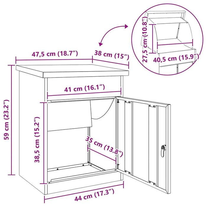 Outdoor Parcel Drop Box – Rusty Weathering Steel Mailbox | Secure Locking System VIDAXL - Little and Giant Explorers vidaXL