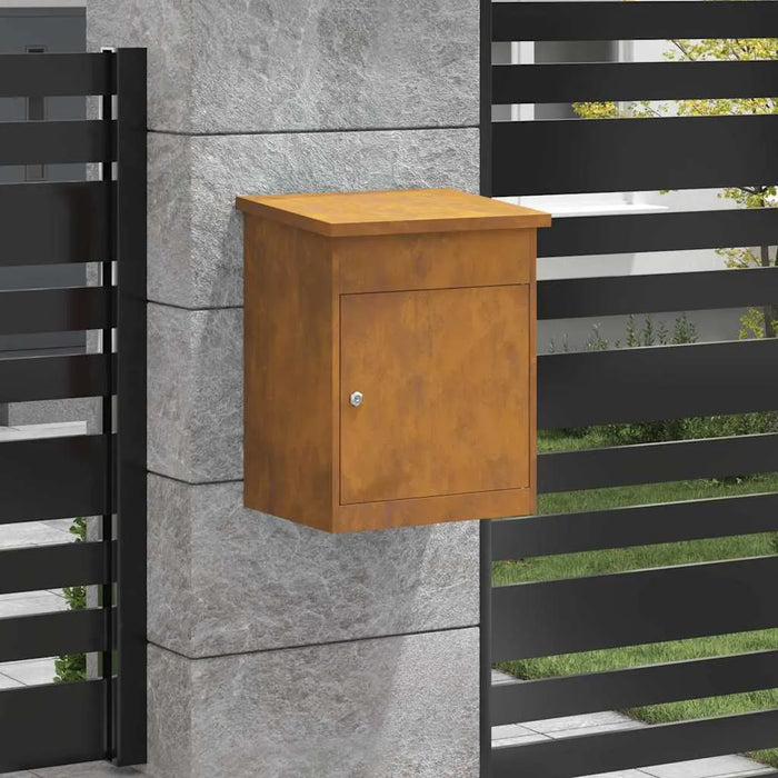 Outdoor Parcel Drop Box – Rusty Weathering Steel Mailbox | Secure Locking System VIDAXL - Little and Giant Explorers vidaXL