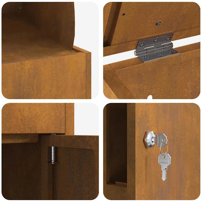 Outdoor Parcel Drop Box – Rusty Weathering Steel Mailbox | Secure Locking System VIDAXL - Little and Giant Explorers vidaXL