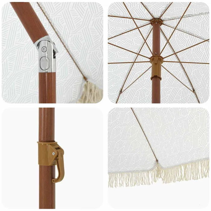 Outdoor Patio Umbrella - Grey and White | UV-Resistant Waterproof Tiltable Steel VIDAXL - Little and Giant Explorers vidaXL