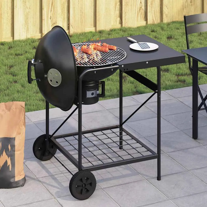 Outdoor Portable Grill – Wheeled Rectangular BBQ | Black Steel Frame VIDAXL - Little and Giant Explorers vidaXL