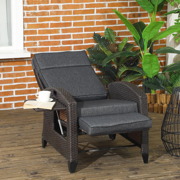 Outdoor Recliner Chair with Adjustable Backrest and Footrest in Grey - Little and Giant Explorers Outsunny