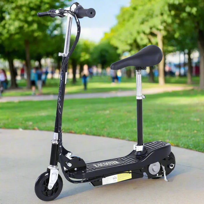 Outdoor Ride On Powered Scooter 120W | 2 x Storage Battery 12V in Black - Little and Giant Explorers HOMCOM