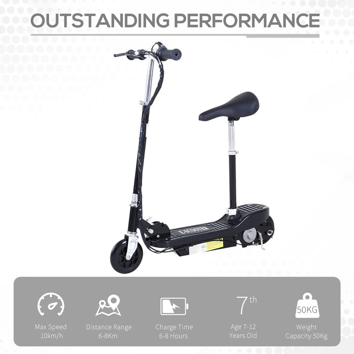 Outdoor Ride On Powered Scooter 120W | 2 x Storage Battery 12V in Black - Little and Giant Explorers HOMCOM