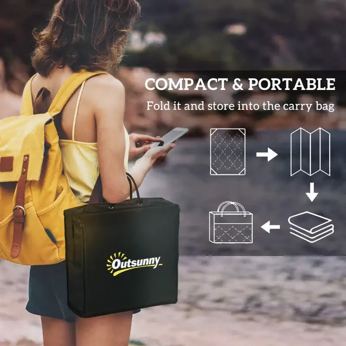 Outdoor Rug with LED String Lights – Black and White Geometric | 182 × 274cm OUTSUNNY - Little and Giant Explorers Outsunny