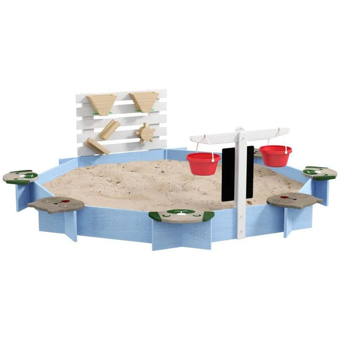 Outdoor Sand Pit with Six Seats and Accessories - Little and Giant Explorers Outsunny