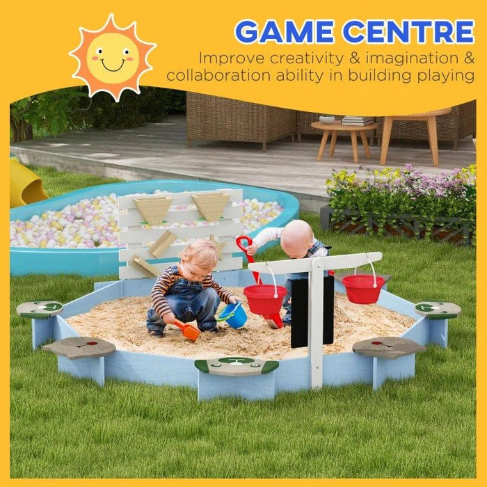 Outdoor Sand Pit with Six Seats and Accessories - Little and Giant Explorers Outsunny