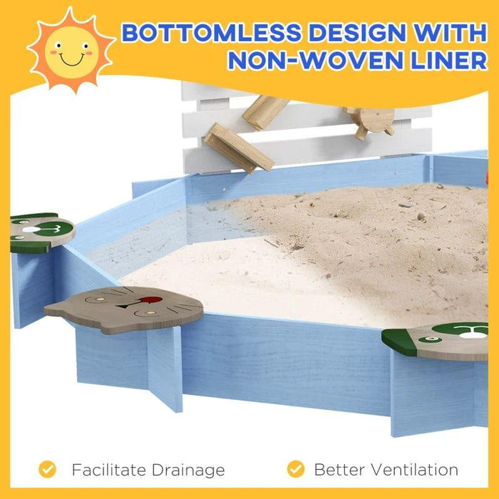 Outdoor Sand Pit with Six Seats and Accessories - Little and Giant Explorers Outsunny