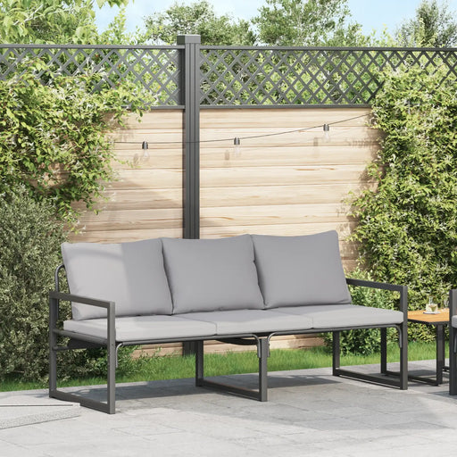 Outdoor Sofa Black Steel | Modern Design with UV Protection for Garden Patio - Little and Giant Explorers vidaXL
