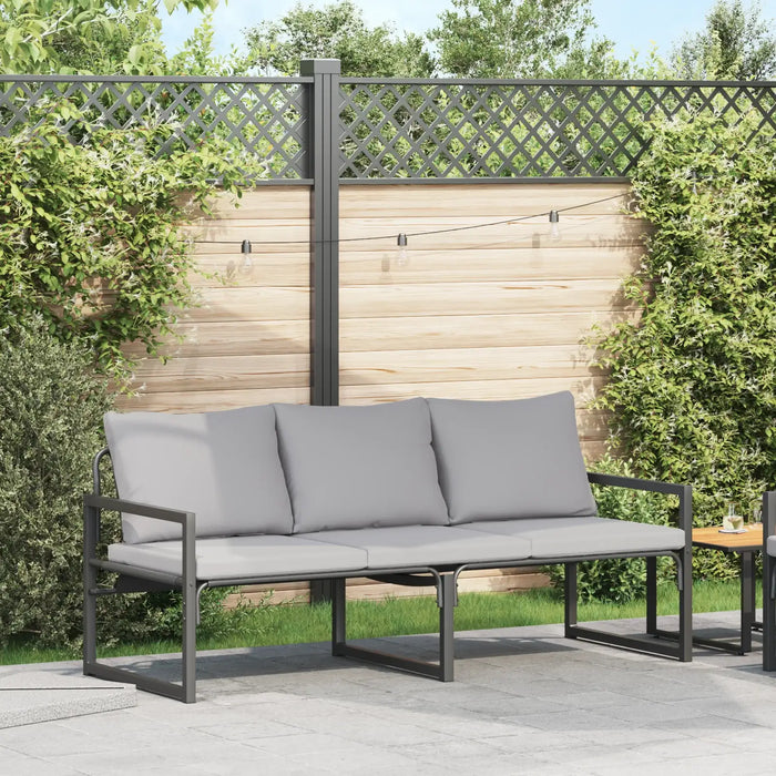 Outdoor Sofa Black Steel | Modern Design with UV Protection for Garden Patio - Little and Giant Explorers vidaXL