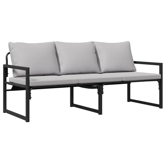 Outdoor Sofa Black Steel | Modern Design with UV Protection for Garden Patio - Little and Giant Explorers vidaXL