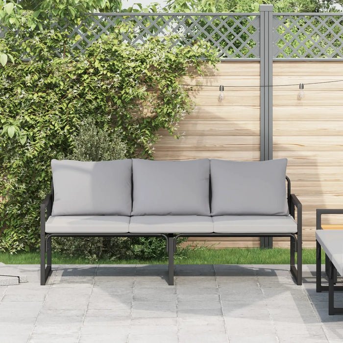 Outdoor Sofa Black Steel | Modern Design with UV Protection for Garden Patio - Little and Giant Explorers vidaXL