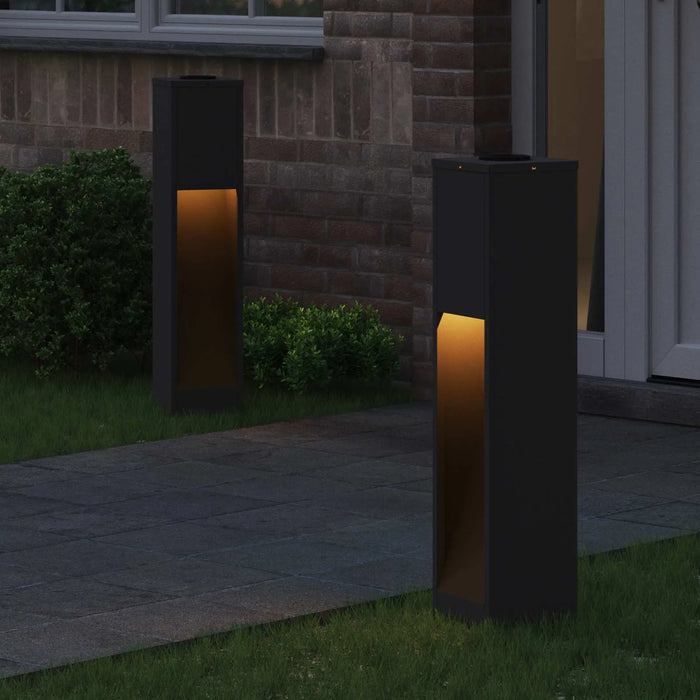 Outdoor Solar LED Pathway Lights Set of 2 – Black | Cold Rolled Steel Garden Lights VIDAXL