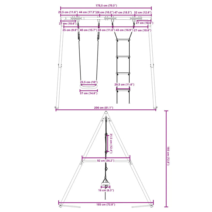 Outdoor Swing Set with Swing and Ladder - Little and Giant Explorers vidaXL