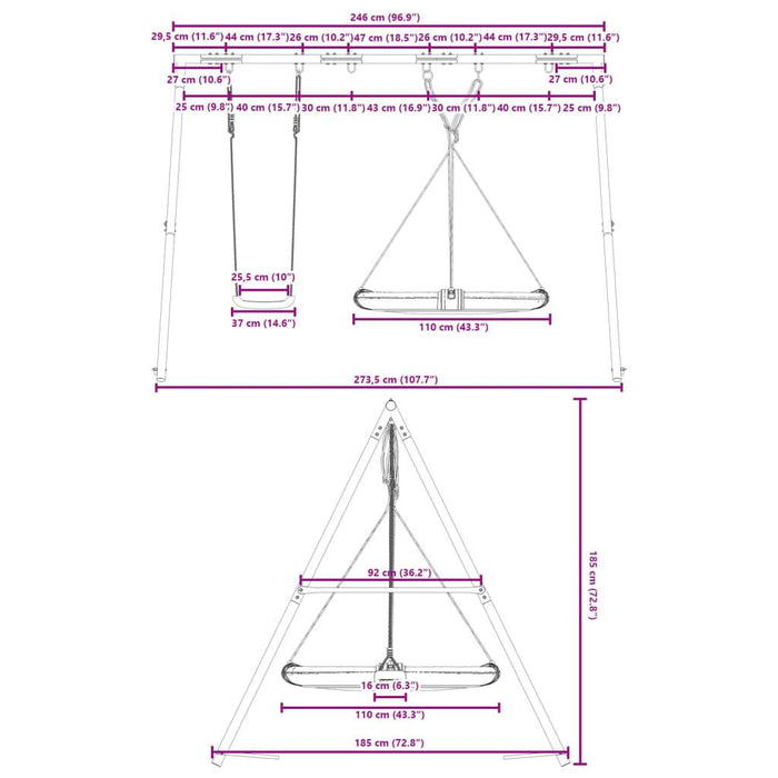 Outdoor Swing Set with Swing and Saucer Swing - Little and Giant Explorers vidaXL