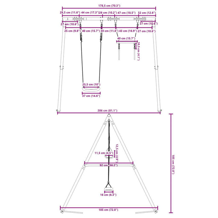 Outdoor Swing Set with Swing and Trapeze - Little and Giant Explorers vidaXL