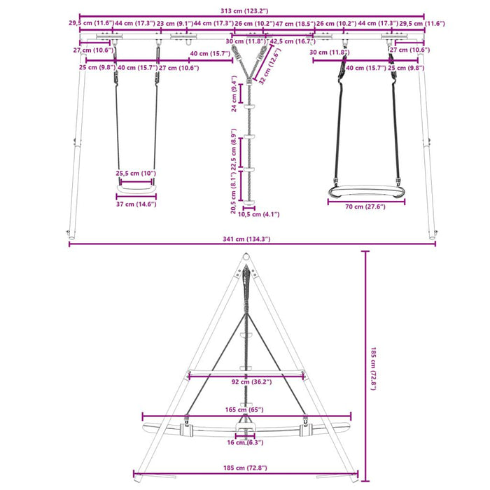 Outdoor Swing Set with Swing, Disc Swing and Nest Swing - Little and Giant Explorers vidaXL