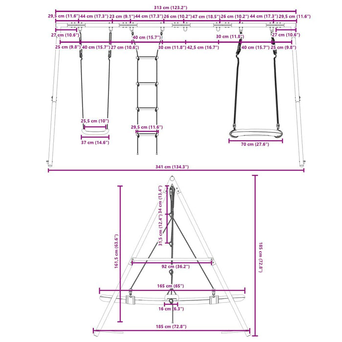 Outdoor Swing Set with Swing, Ladder and Nest Swing - Little and Giant Explorers vidaXL