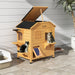 2-Story Outdoor Cat House with Escape Door in Natural Wood - Little and Giant Explorers PawHut