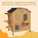 2-Story Outdoor Cat House with Escape Door in Natural Wood - Little and Giant Explorers PawHut
