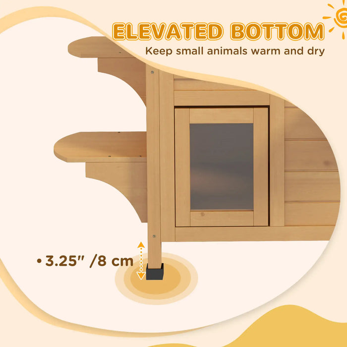 2-Story Outdoor Cat House with Escape Door in Natural Wood - Little and Giant Explorers PawHut