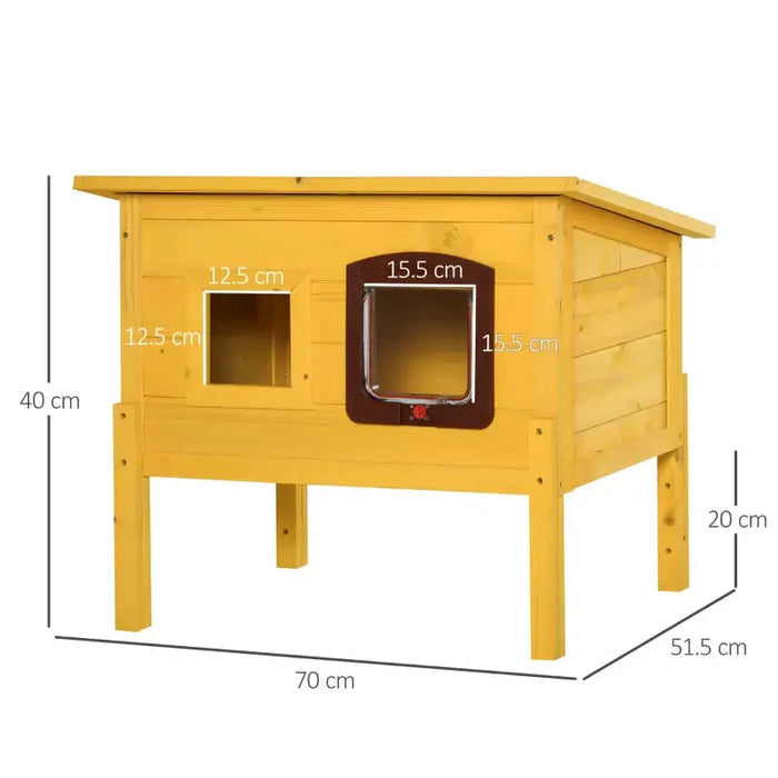 Outdoor Wooden Cat House – Yellow | Weatherproof Shelter with Asphalt Roof PAWHUT - Little and Giant Explorers PawHut