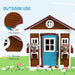 Outdoor wooden garden playhouse with blue door, flower planters, tilt roof, fir wood
