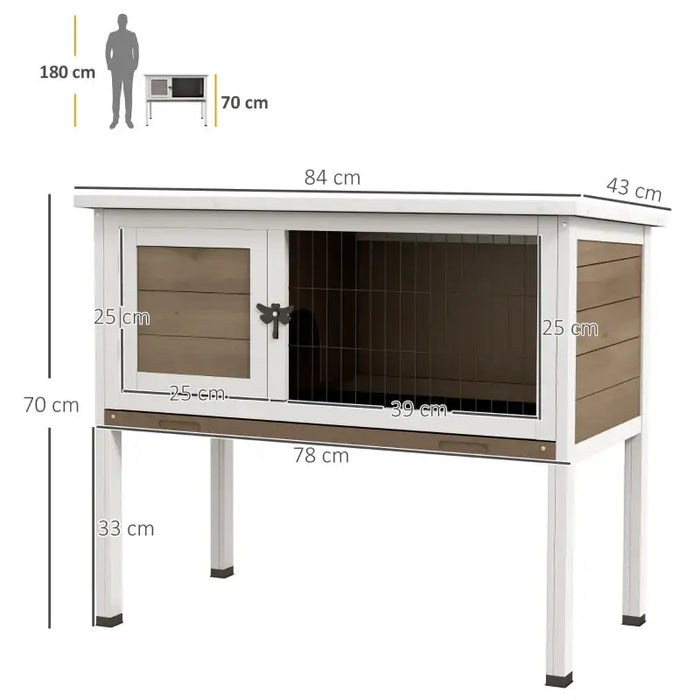 Outdoor Wooden Guinea Pig Hutch – Brown | Slide-Out Tray, Mesh Door and Asphalt Roof PAWHUT - Little and Giant Explorers PawHut