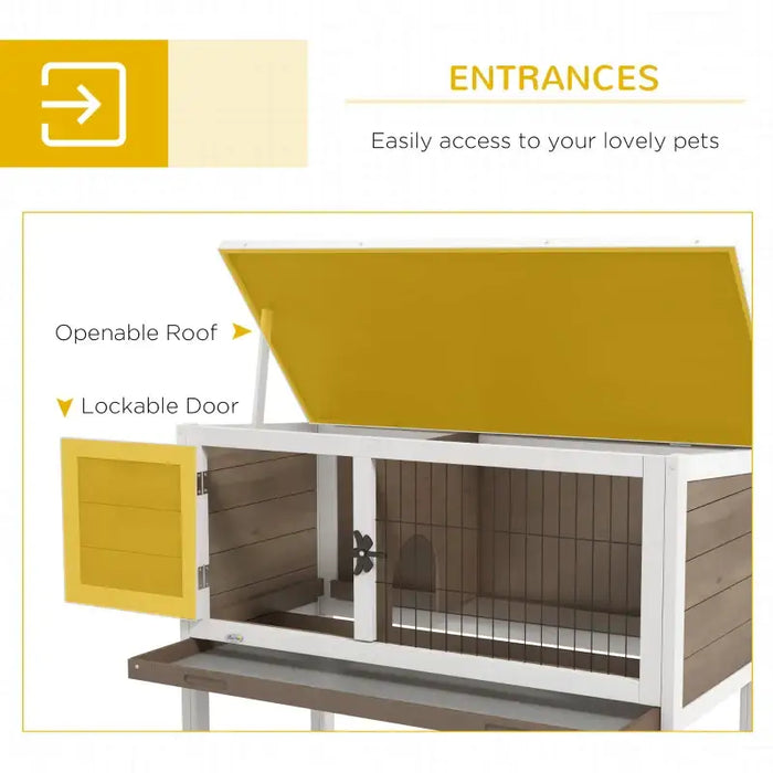 Outdoor Wooden Guinea Pig Hutch – Brown | Slide-Out Tray, Mesh Door and Asphalt Roof PAWHUT - Little and Giant Explorers PawHut