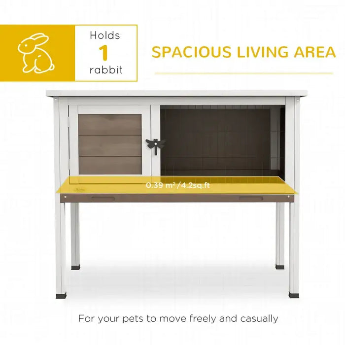 Outdoor Wooden Guinea Pig Hutch – Brown | Slide-Out Tray, Mesh Door and Asphalt Roof PAWHUT - Little and Giant Explorers PawHut