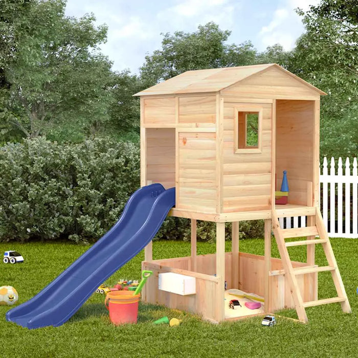 Outdoor Wooden Playhouse with Slide in Solid Wood Fir - Little and Giant Explorers vidaXL