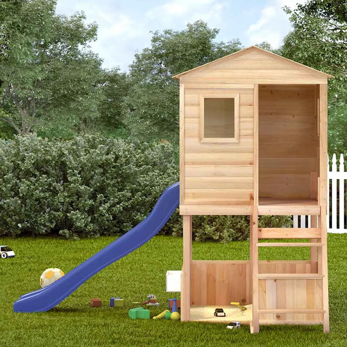 Outdoor Wooden Playhouse with Slide in Solid Wood Fir - Little and Giant Explorers vidaXL