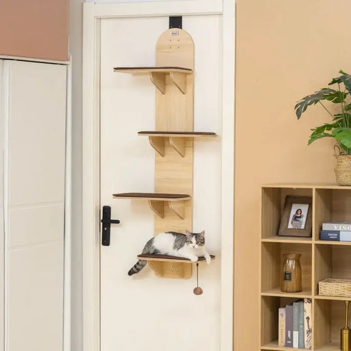 Over-the-Door Cat Shelf – Four-Tier Hanging Cat Tree | Space-Saving Design PAWHUT - Little and Giant Explorers PawHut
