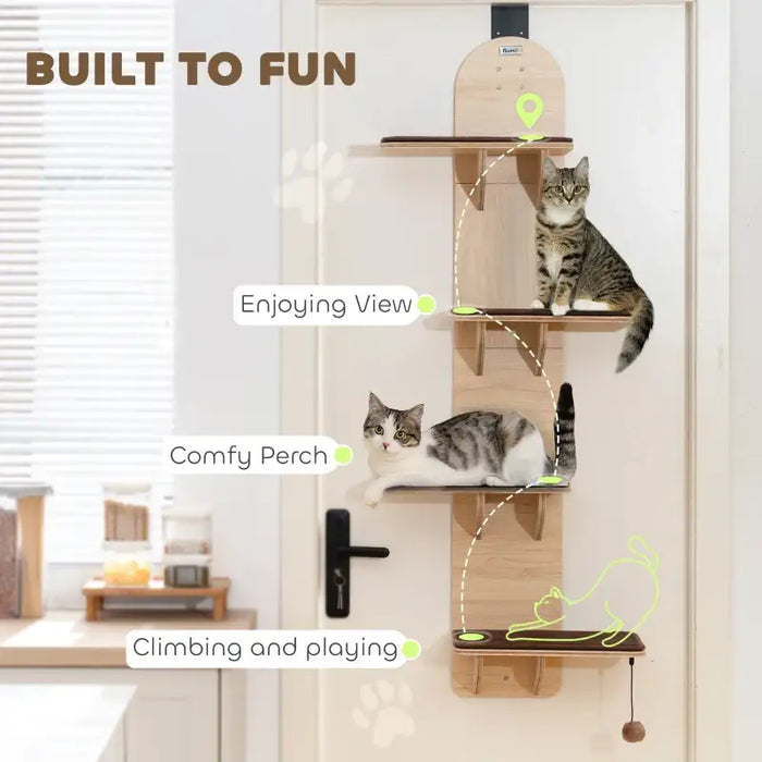 Over-the-Door Cat Shelf – Four-Tier Hanging Cat Tree | Space-Saving Design PAWHUT - Little and Giant Explorers PawHut