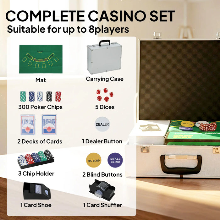 300-Piece Casino Set - 11.g Chips | Card Shuffler, Card Shoe and Carry Case SPORTNOW