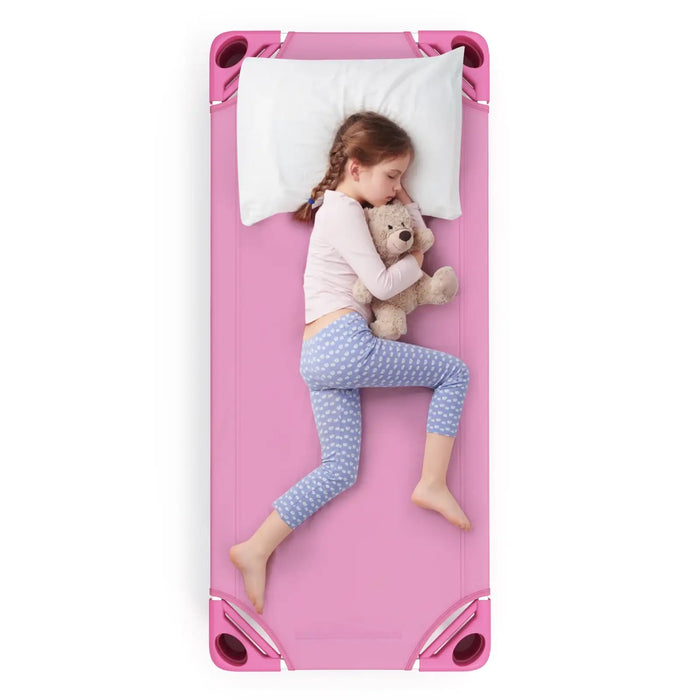 Pack of 6 Stackable Kids Nap Cots – Pink | Space-Saving Design - Raised Bed Costway - Little and Giant Explorers Costway