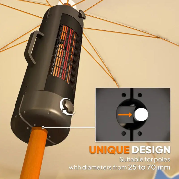 Parasol Patio Heater – 2000W Electric | Umbrella-Mounted - Two Heat Settings OUTSUNNY - Little and Giant Explorers Outsunny