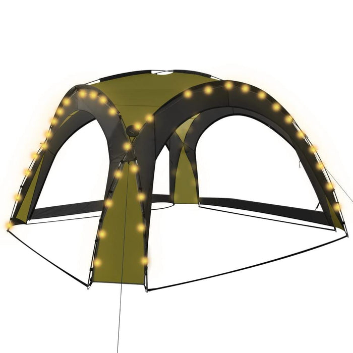 Party Tent with LED and 4 Sidewalls in Green (3.6 x 3.6 x 2.3m) - Little and Giant Explorers vidaXL