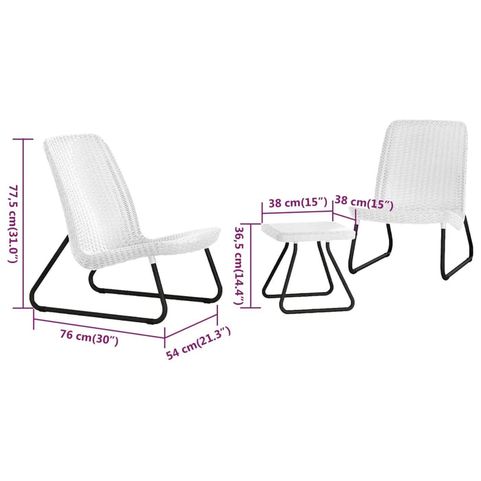 Patio Furniture Set 3 Pieces 'Rio' in White - Little and Giant Explorers Keter