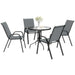 Five-Piece Steel Patio Set with Glass-Top Table - Little and Giant Explorers Outsunny