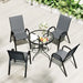 Five-Piece Steel Patio Set with Glass-Top Table - Little and Giant Explorers Outsunny