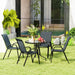 Five-Piece Steel Patio Set with Glass-Top Table - Little and Giant Explorers Outsunny